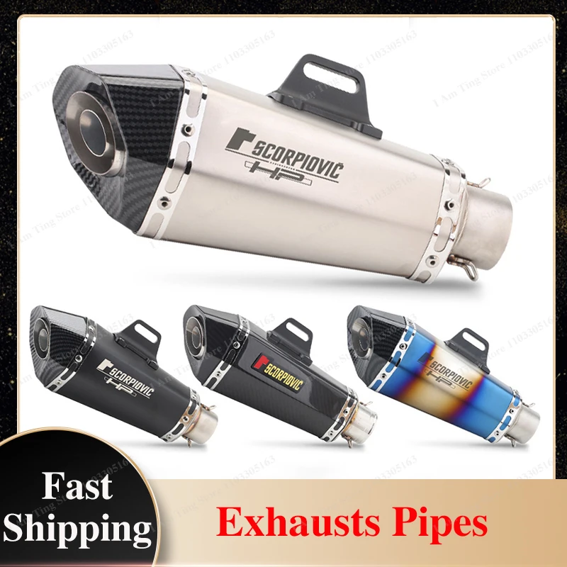 

51mm Universal Motorcycle Exhaust Pipes Carbon Fibre Outlet Escape With DB Killer For Z900 GSXR1000 R6 R3 ZX10 K7 MT07