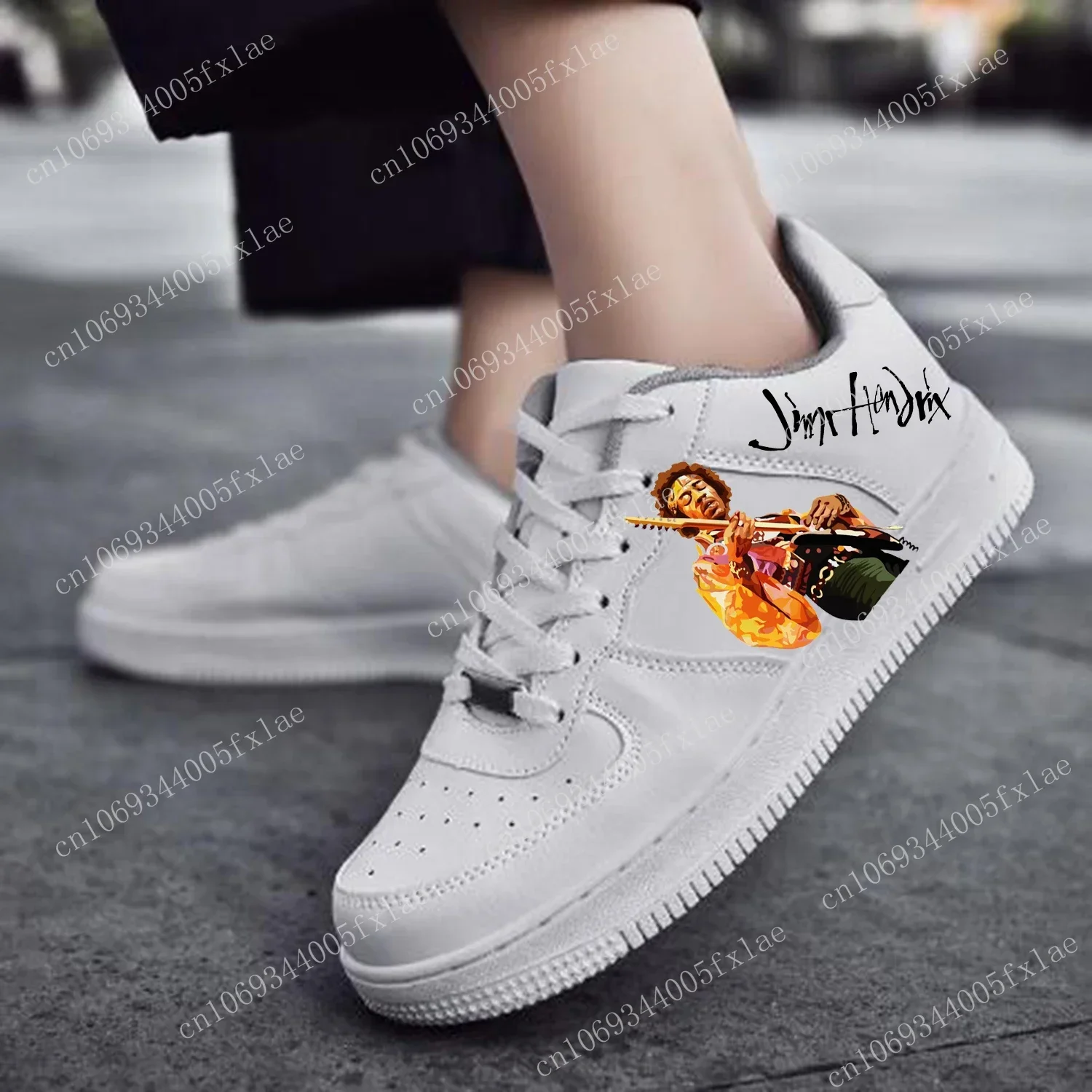 Jimi Hendrix AF baloncesto para hombre para mujer deportes correr pisos de alta calidad zapatillas de deporte de fuerza con cordones de malla zapato hecho a medida blanco