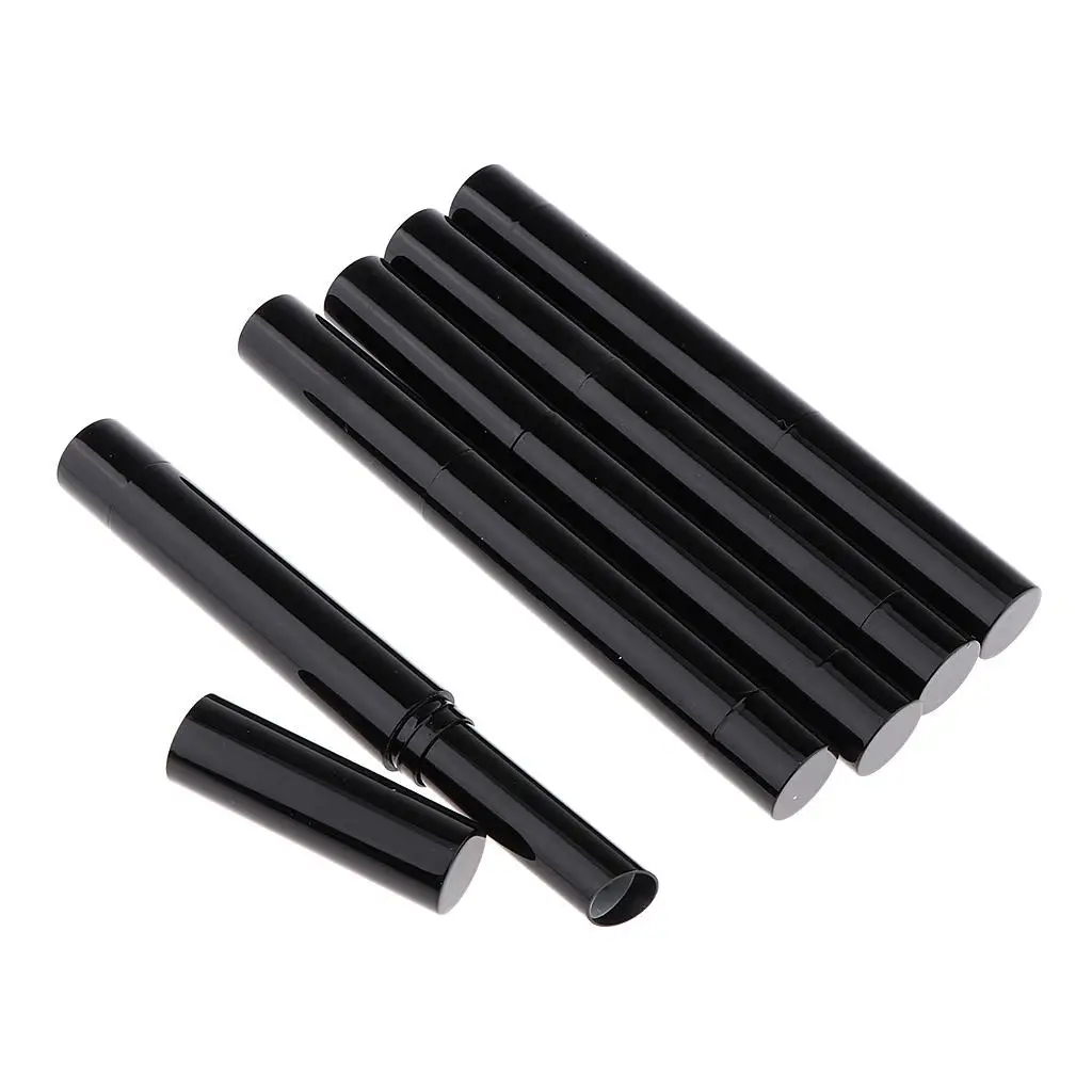 5 Pack Cylinder Empty Rotating Lipstick Lip Balm Tubes Refillable Bottle Lip Gloss Containers 12.1mm, Black