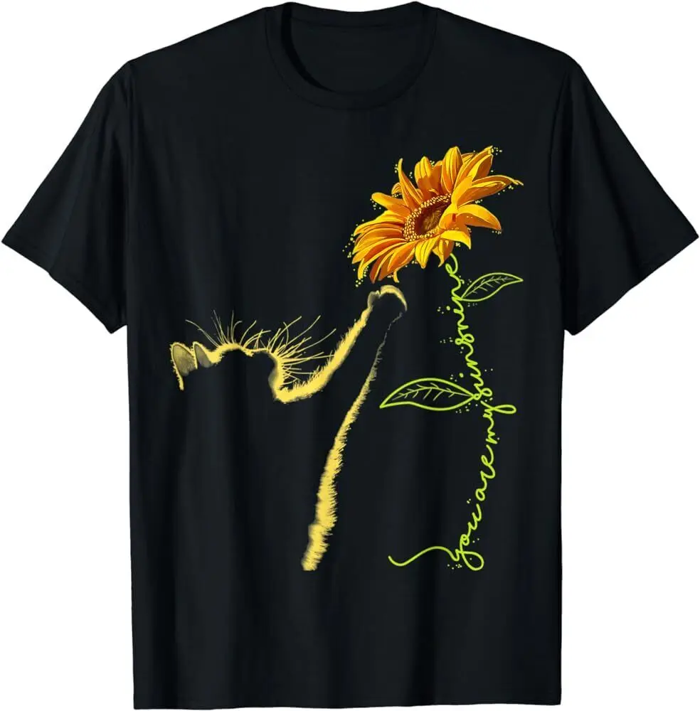 Camiseta de gato y girasol para mujer, regalos para amantes de los gatos