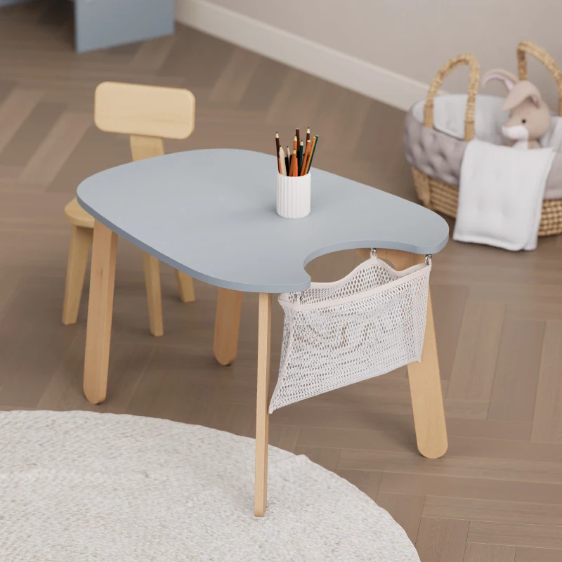 Kids School Wood Study Gaming Dining Table and Chairs Set with Slide-Out Drawer