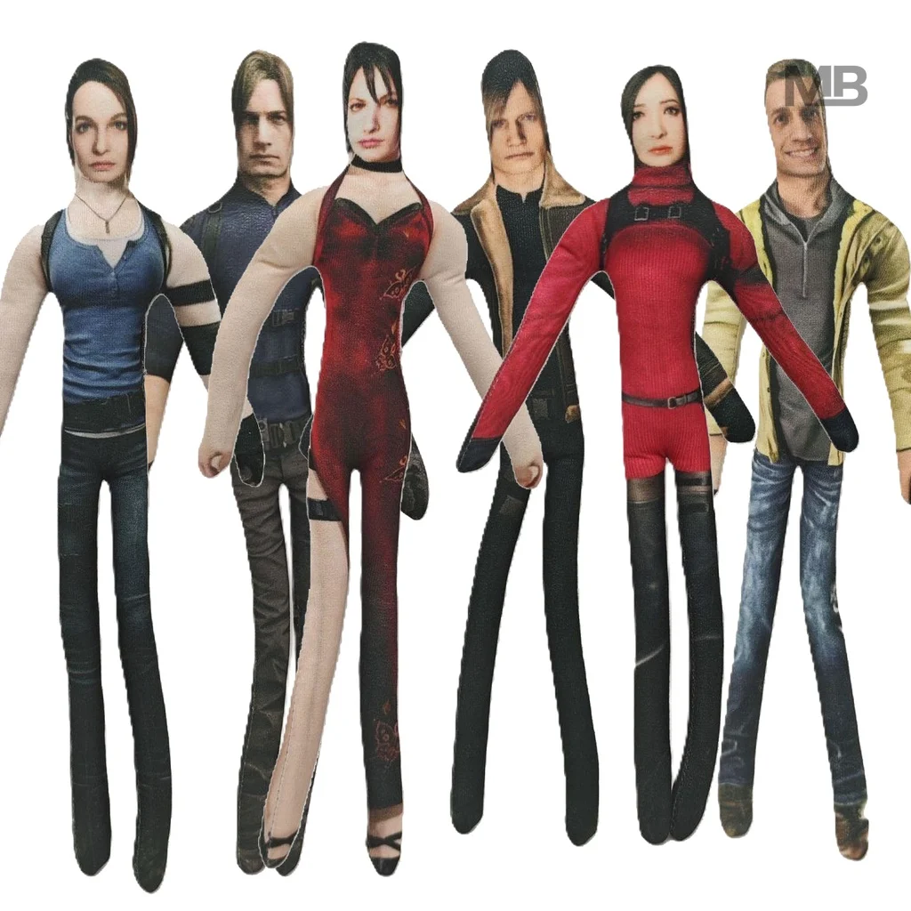 Leon Kennedy Ada Wong Plush Doll Bendable Wire Skeleton Posable Flat Figure Game Character Cosplay Accessories Kawaii Gifts Fans