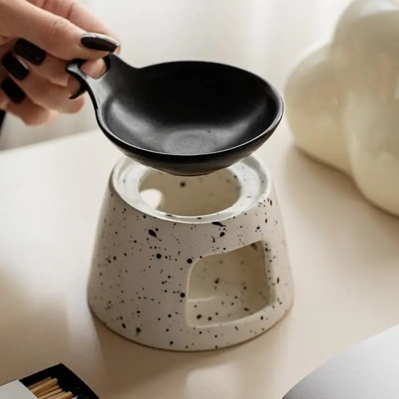 E8BD Ceramics Essential Oil Burners With Wide Top Dish and Tealight Holder Set For Meditations Fragrances Diffusions