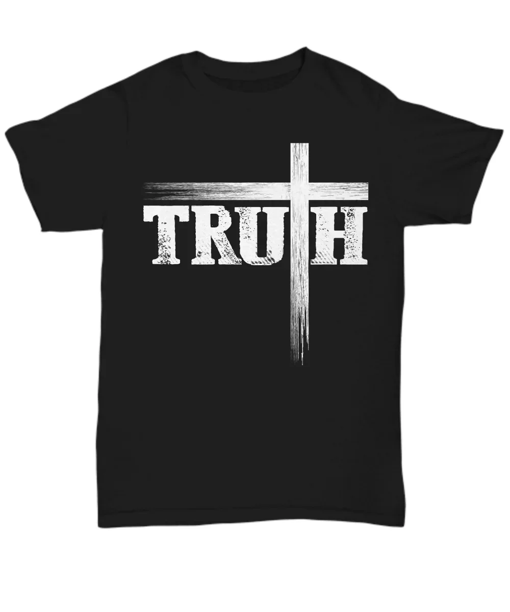 Believe In God Faith Jesus Christ. Truth Cross Christian Gift T-Shirt 100% Cotton O-Neck Summer Short Sleeve Casual Mens T-shirt