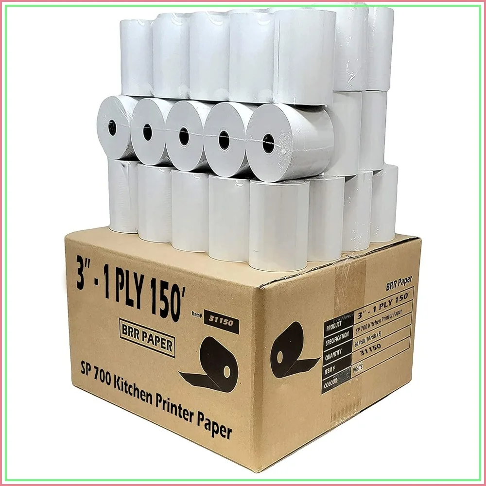 

3" x 150' Bond Receipt Rolls for POS Printers - 50 Rolls, 50 GSM
