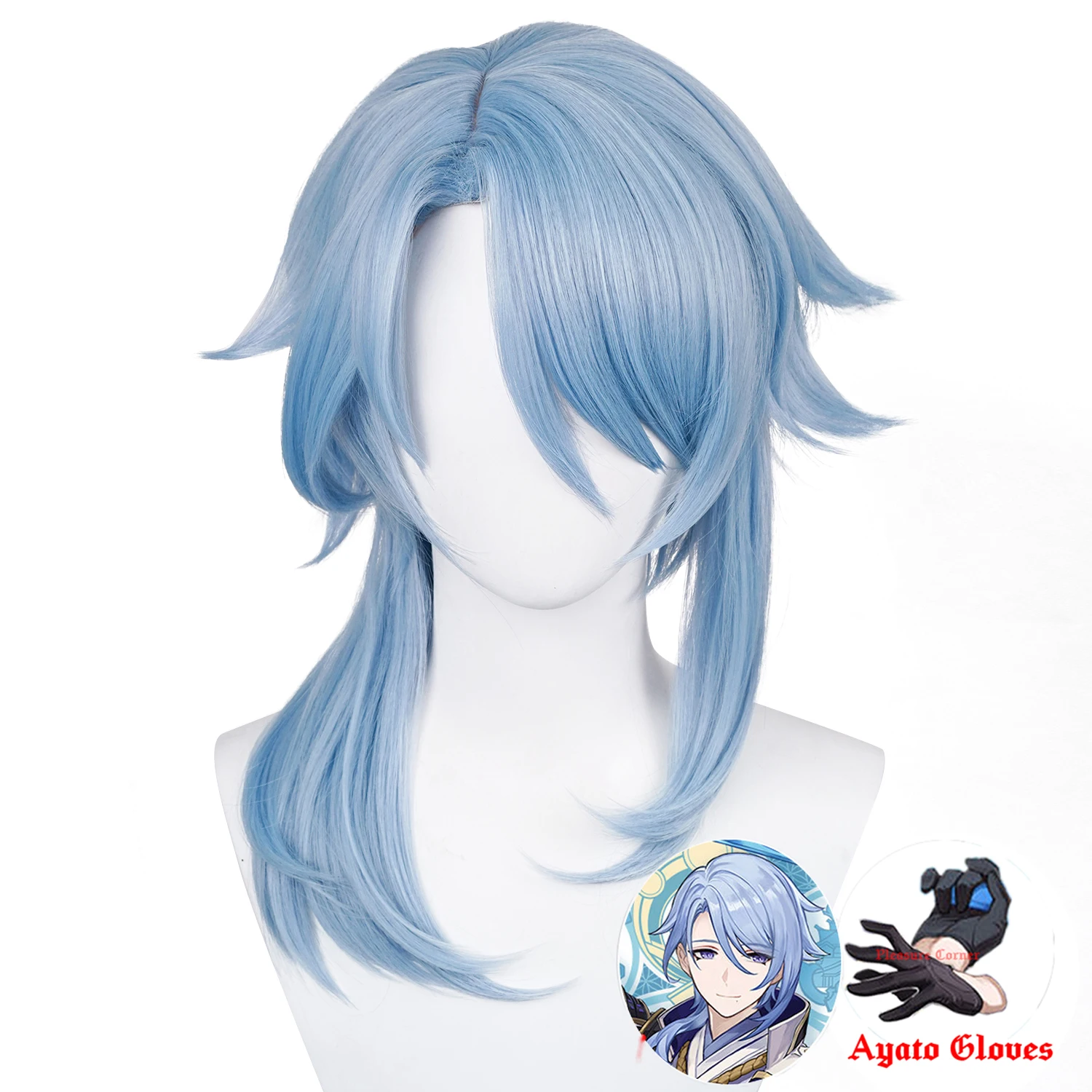 محاكاة فروة الرأس Genshin تأثير Kamisato Ayato شعر مستعار تأثيري أنيمي شعر مستعار تأثيري مقاومة للحرارة الاصطناعية Ayaka Brother Ayato الباروكات