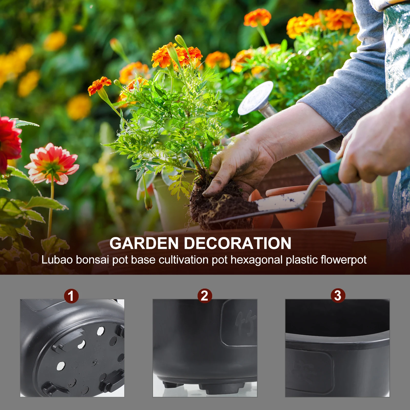 

4 Pcs Succulent Planter Flower Pot Flowerpot Indoor Black Containers Garden Pots