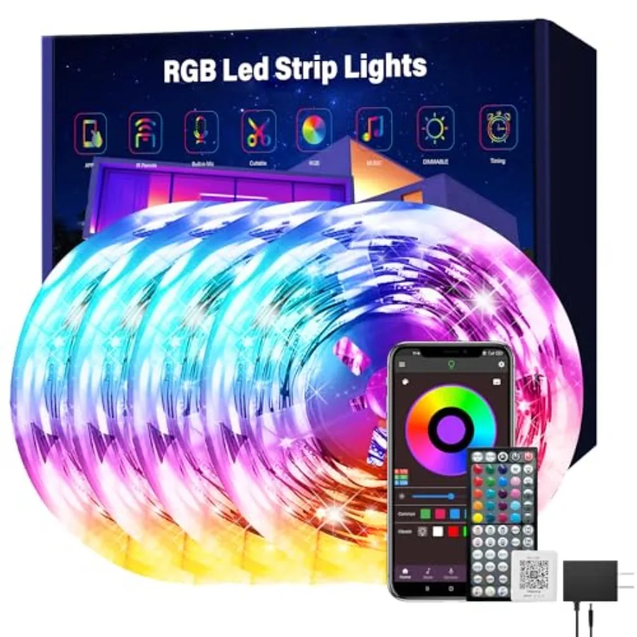 Led Lights for Bedroom 400 Feet 4 Rolls* Music Sync RGB Led Strip Lights with Remote App Control, Color Changing Led Lights for