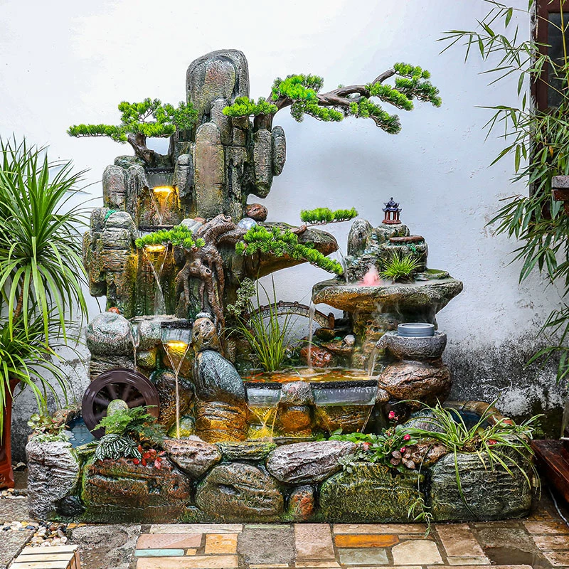 

Rural rockery, flowing water, fountain ornaments, home furnishings, floor to ceiling, indoor courtyard, fish pond, landscape des