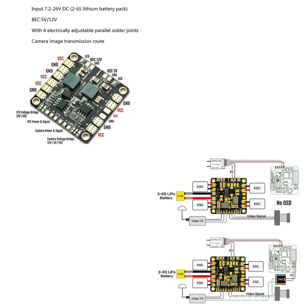 Matek Mini Power Hub PDB Power Distribution Board PDB With BEC 5V/12V For FPV Drone Quadcopter QAV250 ZMR250