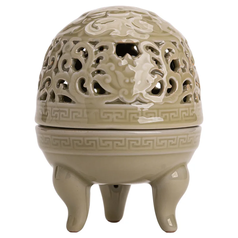 Celadon plate ceramics Flower Yue kiln incense burner