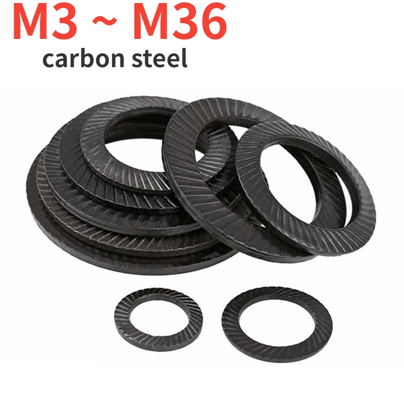 Carbon Steel Black Locking/Double-Sided Toothed Washer Self-Locking And Anti Loosening Gasket Anti Loosening And Anti Slip