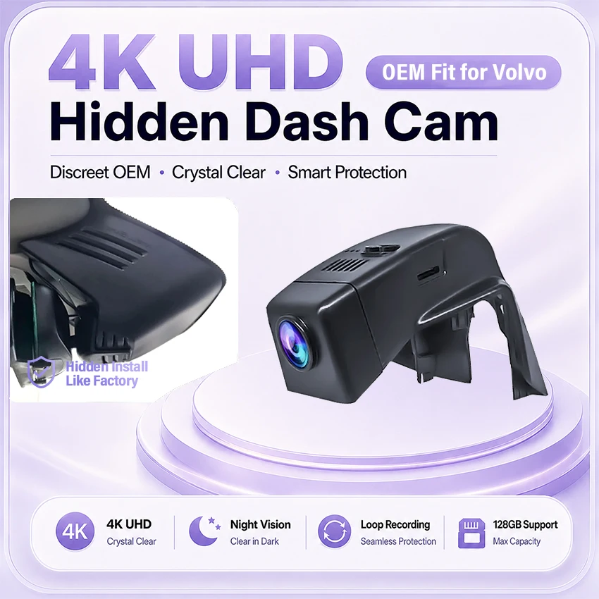 For Volvo XC90 2015~2026 Plug and Play Car DVR Driving Recorder Cameras,4K OEM Fit Dash Cam with WiFi APP control Night Vision