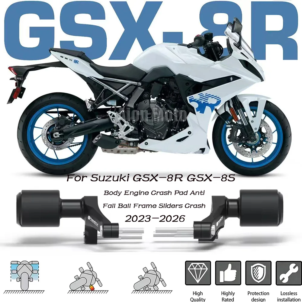 Motorcycle Body Engine Crash Pad Anti Fall Ball Frame Sliders Crash Protector for GSX-8R GSX 8R GSX-8S 2024 2025 2026