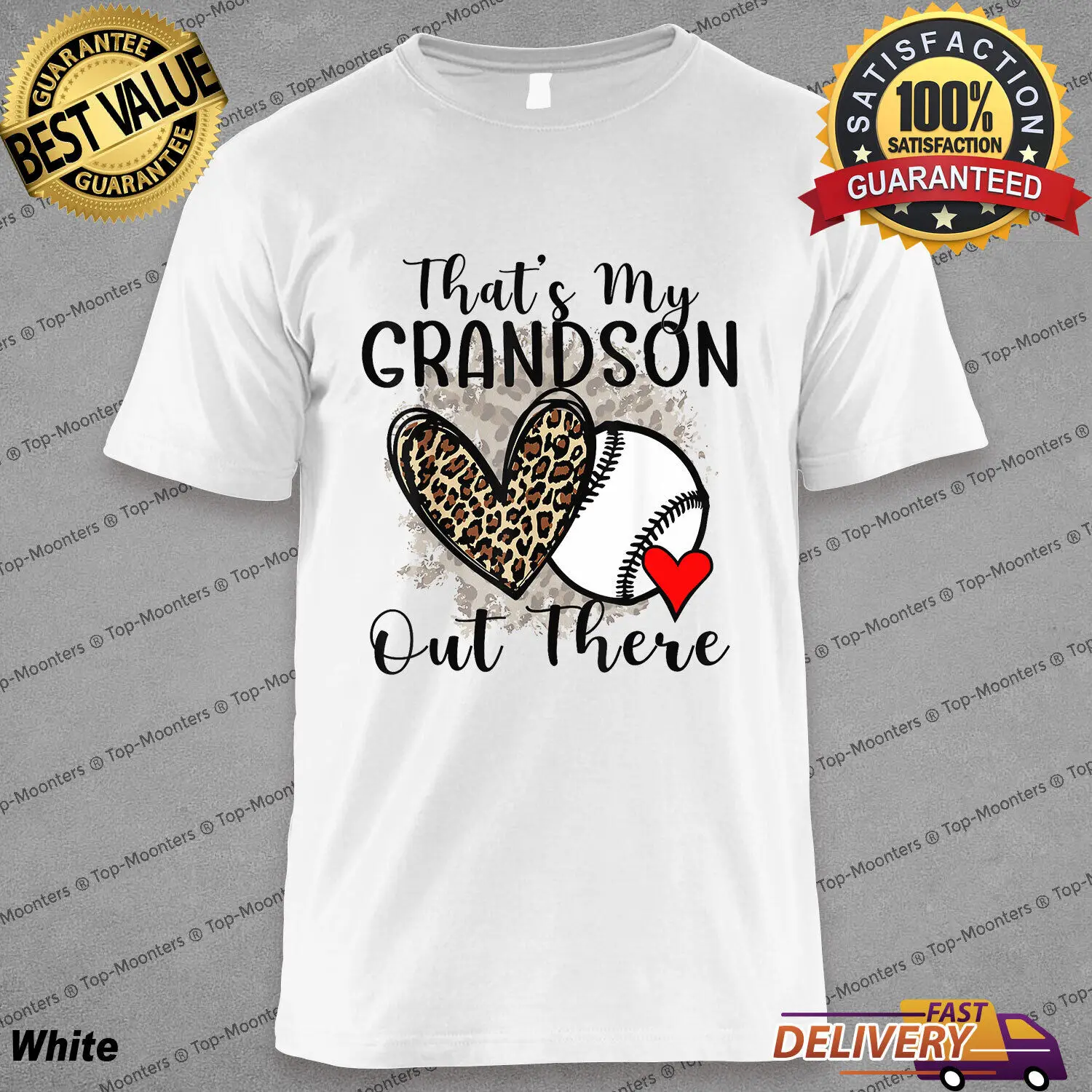 

Grandma Grandpa Baseball Funny That's My Grandson Out There T-Shirt Mens Womens