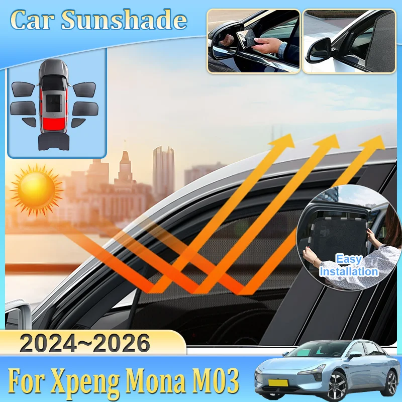 

Сетчатый солнцезащитный экран для автомобиля Xpeng Mona M03 2024 2025 2026: Защита от УФ-лучей, конфиденциальность, шторка на лобовое стекло, автоаксессуары