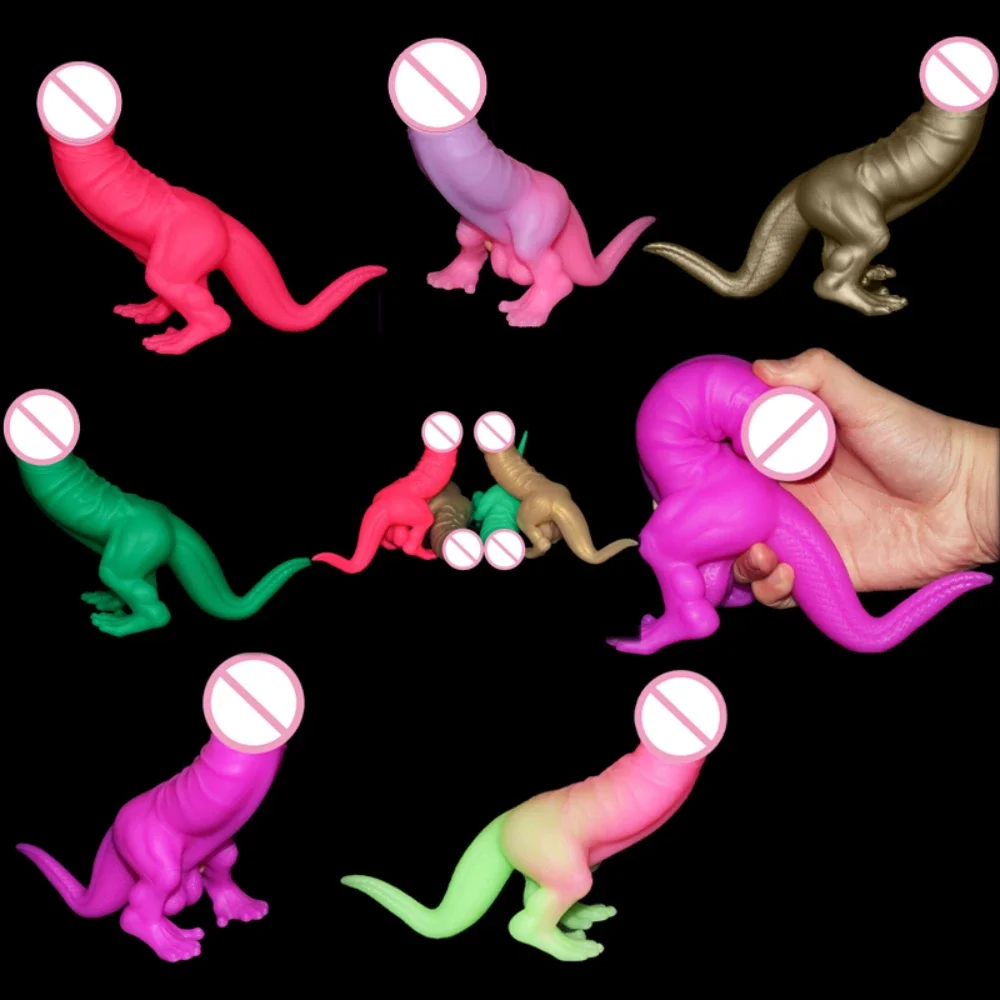 Real Dinosaur Dildo Monster Anal Plug Soft Butt Plug Masturbator Vagina Dilator Penis with Testicles Adult Sex Toy for Women Man