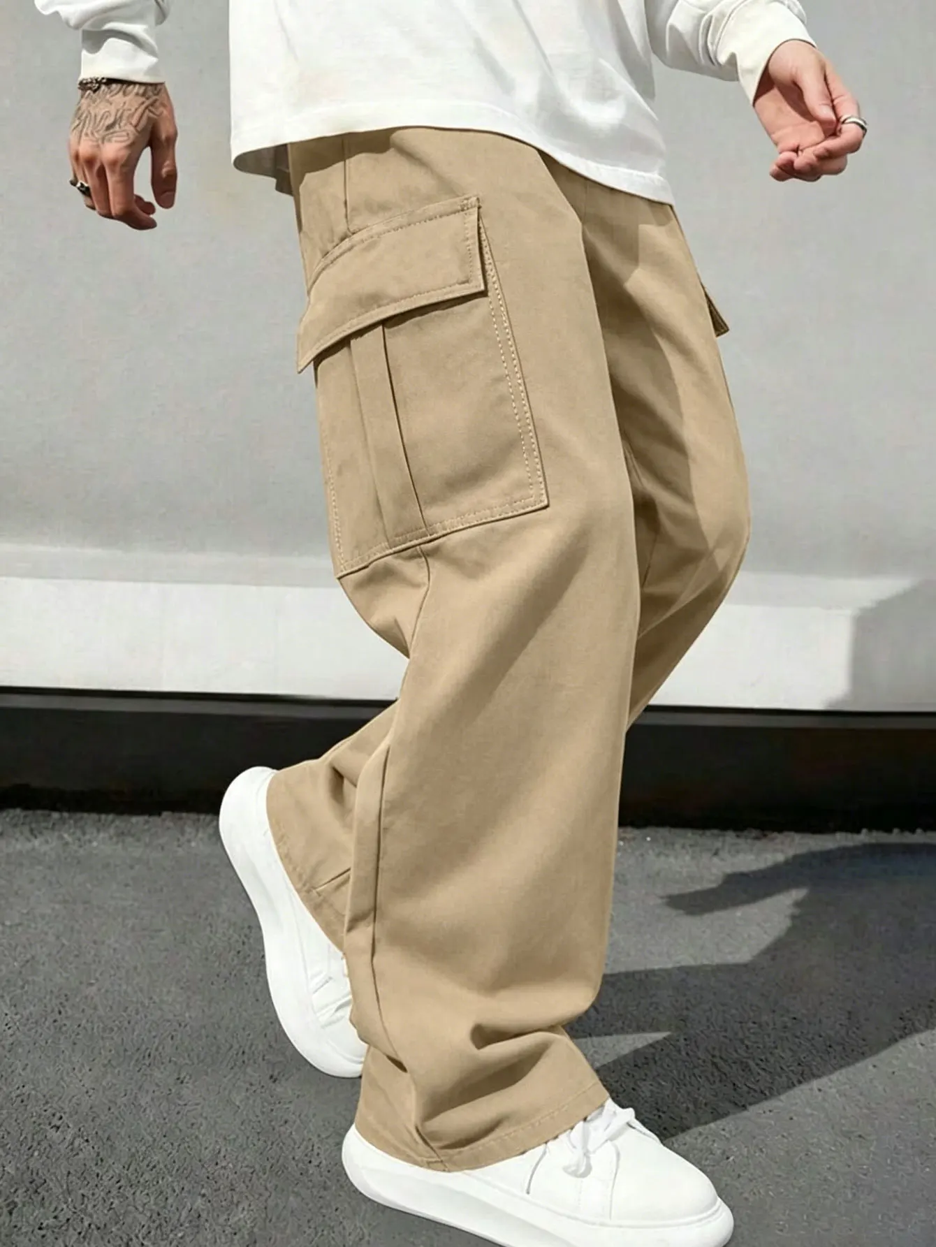 Men's Casual Straight Leg Work Pants Woven Fabric Spring & Fall Wear Fashionable Comfortable Daily Use