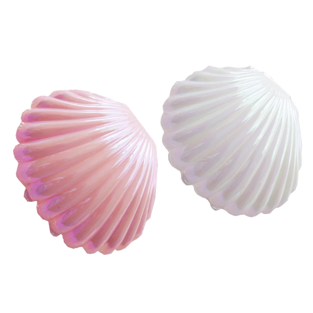 

2 Pcs Filler Shell Props Office Pink Decor Velvet Abs Seashell Desktop Ornament