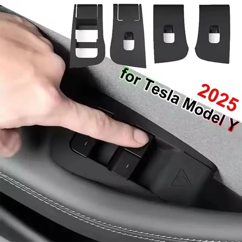 For Tesla Model Y Juniper 2025 Window Lifter Switch Buttons Silicone Door Open Handle Panel Protector Cover Stick Accessories