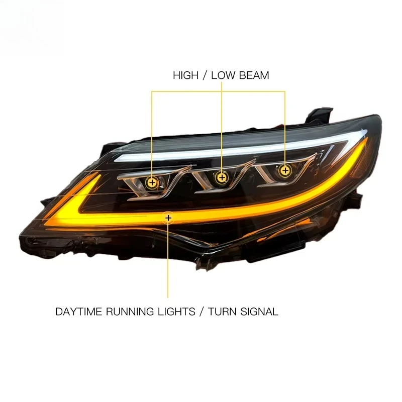 YU GUANG ل كامري 2012-2014 نظام إضاءة السيارات ترقية جديد LED رئيس ضوء مصابيح جهاز عرض (بروجكتور) ليد عالية الجودة LED المصابيح الأمامية #5