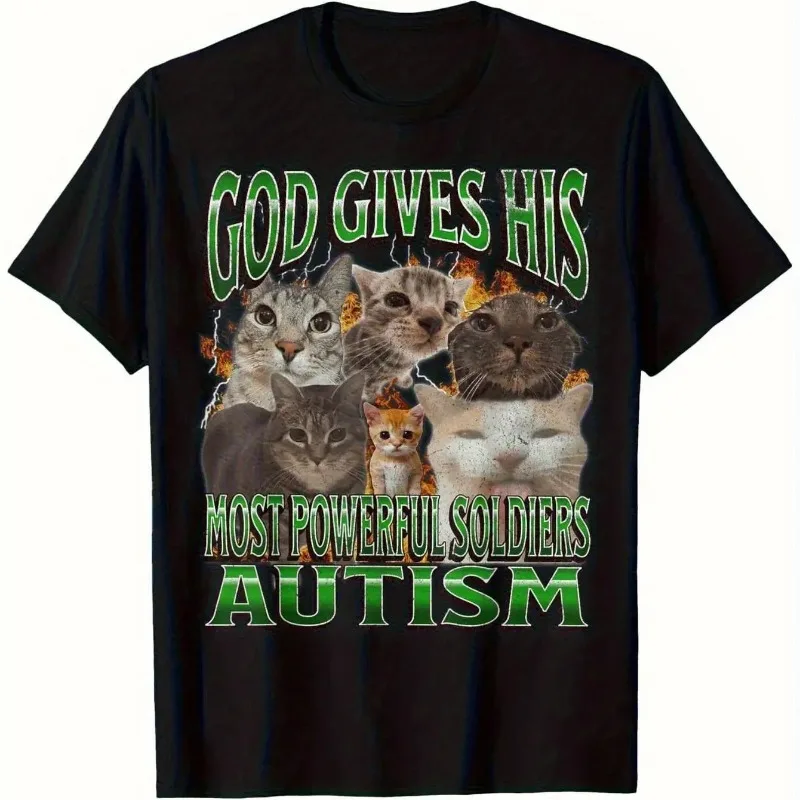 Men'S Funny Autism Awareness T-Shirt - God Gave Him the Strongest Soldiers Slogan with Autism Awareness Design