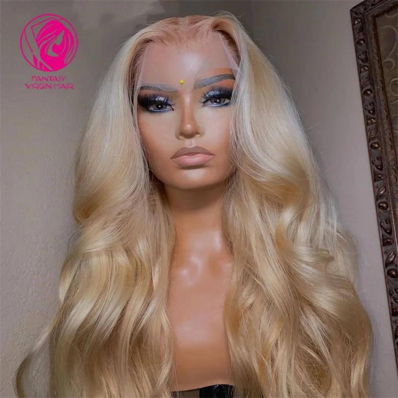 

Blonde Lace Front Human Hair Wigs 13x4/13x6 Wavy Remy Hair Light #613 Glueless 150% 180% Lace Front Wig For Women