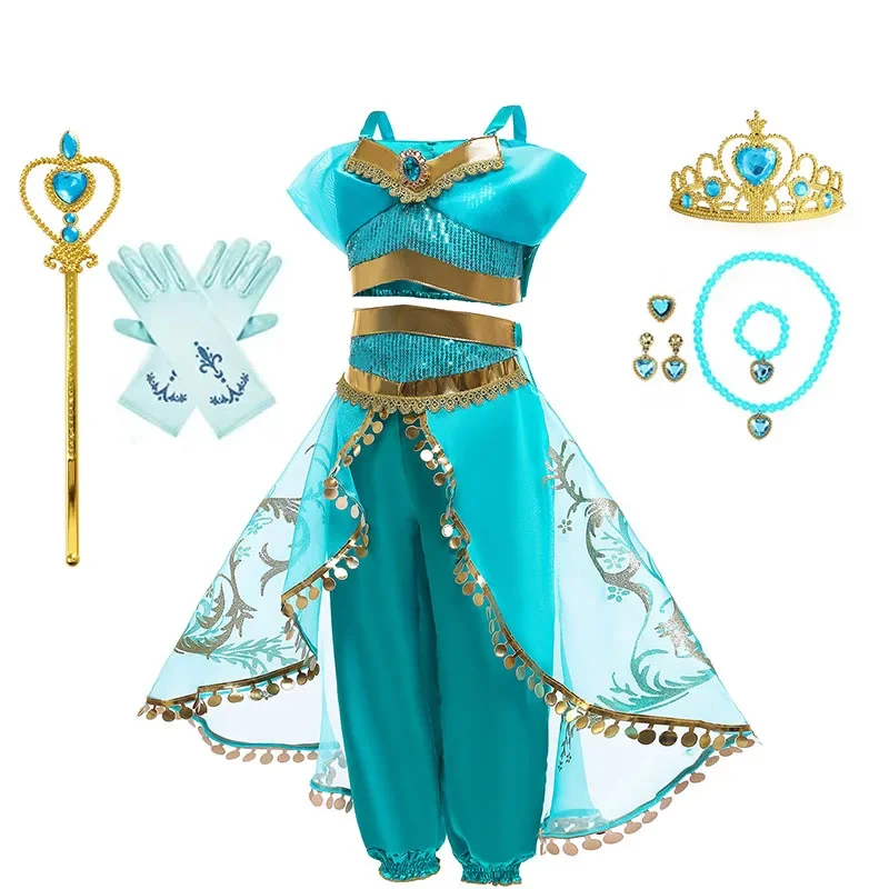 ديزني ماجيك لامب علاء الياسمين للفتيات تأثيري أعلى بانت زي الأميرة فستان أطفال يتوهم كرنفال عيد ميلاد الملابس #2