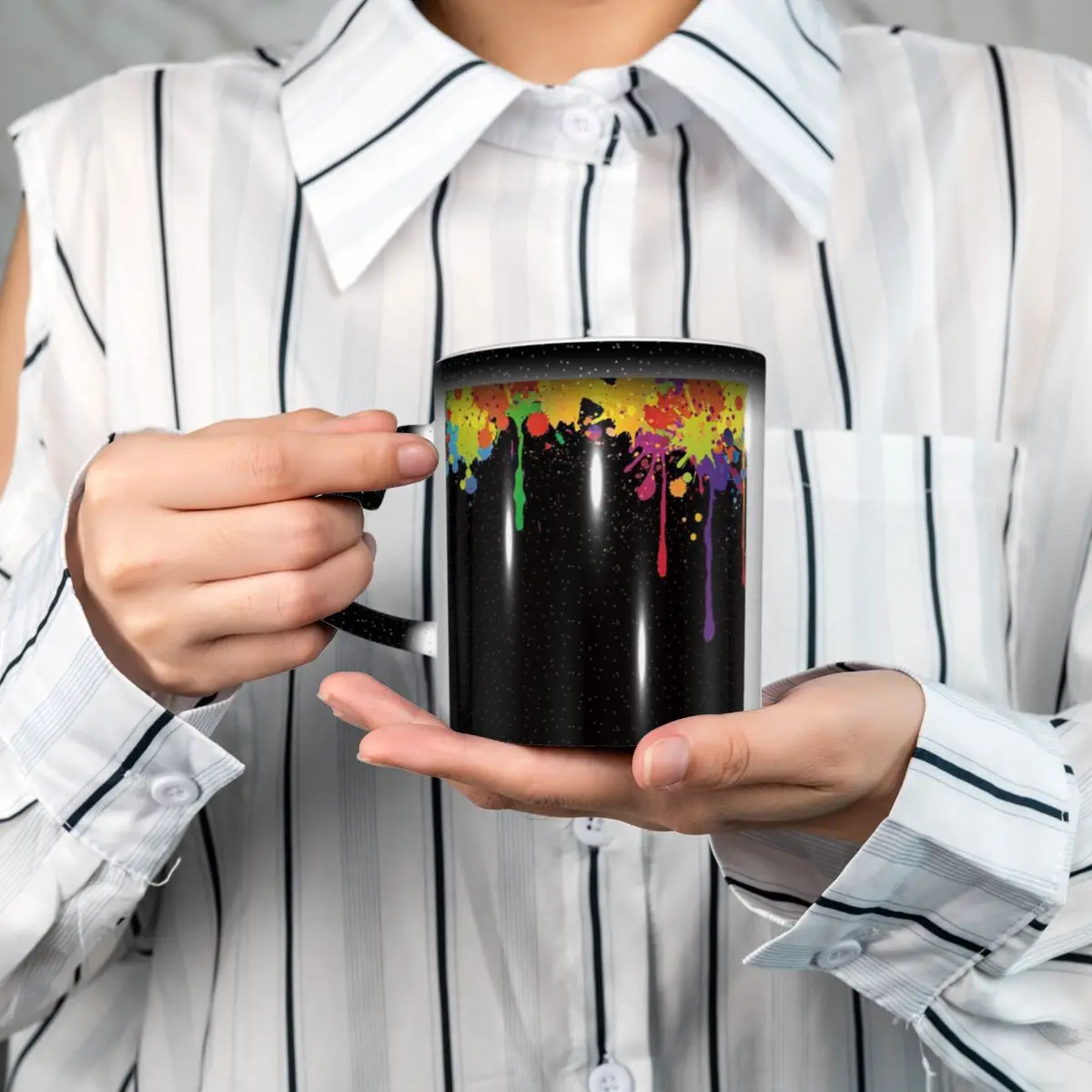 Multicolored Paint Splatter Artist Graffiti Mug Funny Ceramic Coffee Cups Tea Mugs Milk Cup Drinkware Gift for Woman Man