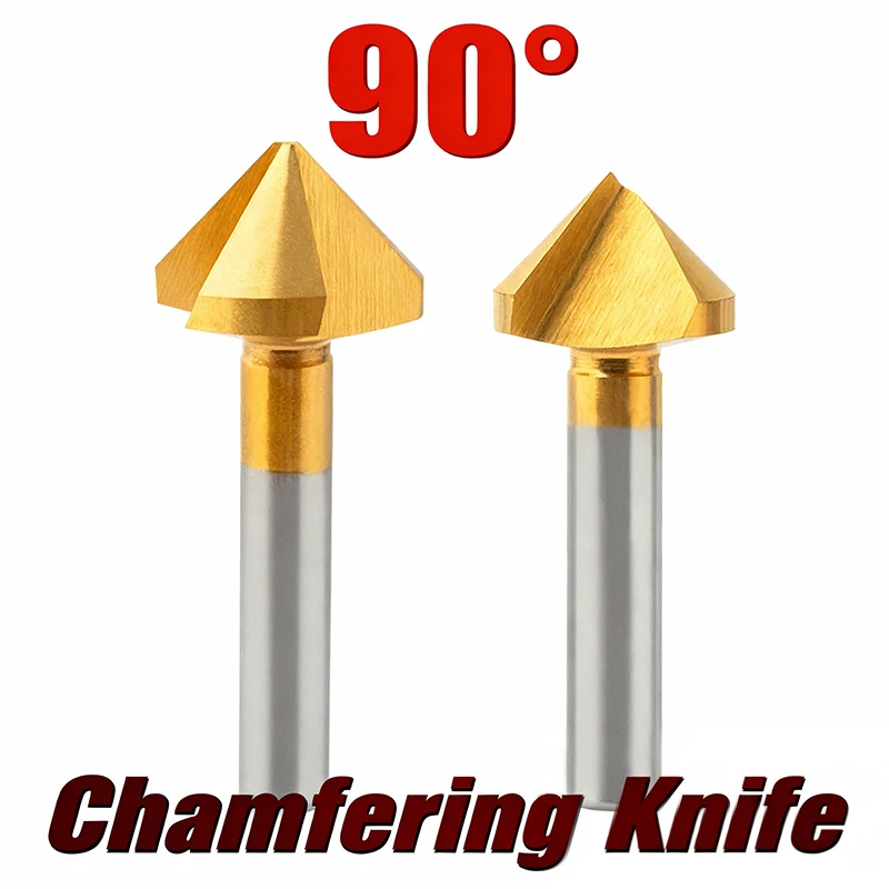 1/5 Pcs Chamfering Cutter 90 Degrees M35 HSS With Cobalt Drill Single/Triple-edged Deburring Round Shank Chamfering Cutter