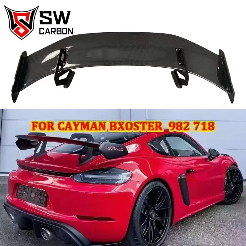 Carbon Fiber GT4RS Style Rear Wing for Porsche 718 Cayman Bxoster 982 Rear Spoiler Splitter Air Ripper Body Kit