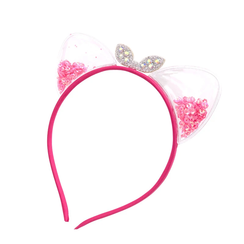 Glitter Cat Ear Hairband Girl Children Quicksand Crown Headband Cat Ears Party Hair Hoop Kids Hair Accessories Jewelry Headwear