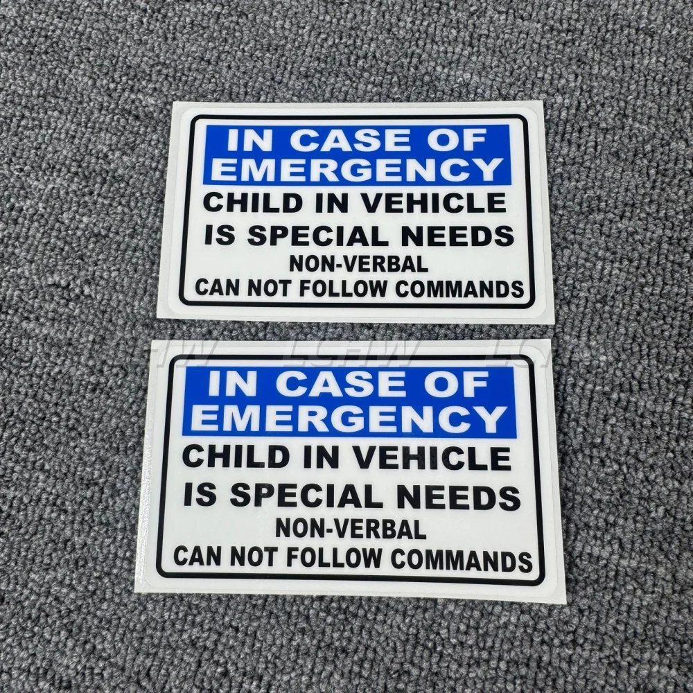 Emergency Special Needs Car Sticker Non Verbal Warning Vinyl Decal Waterproof Rear Window Medical Alert Auto Decor