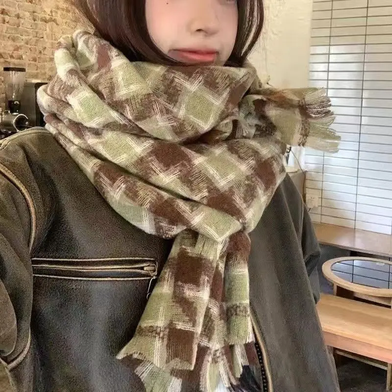 Scarf Female Winter Korean Version of Everything with British Classic Checker Thickened Students Autumn Winter Male Neck Warm