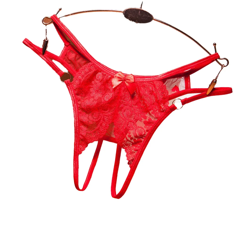 Женские новые сексуальные прозрачные трусики с вырезами, кружевные стринги с металлическим кольцом