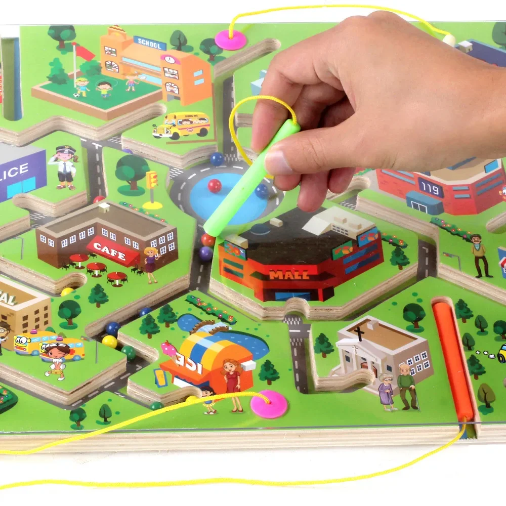 Labyrinthe magnétique d'équilibre éducatif, Cube Animal de grande taille, Puzzle, jouet, jeu de jeux magiques en bois, aimant pour enfants et adultes