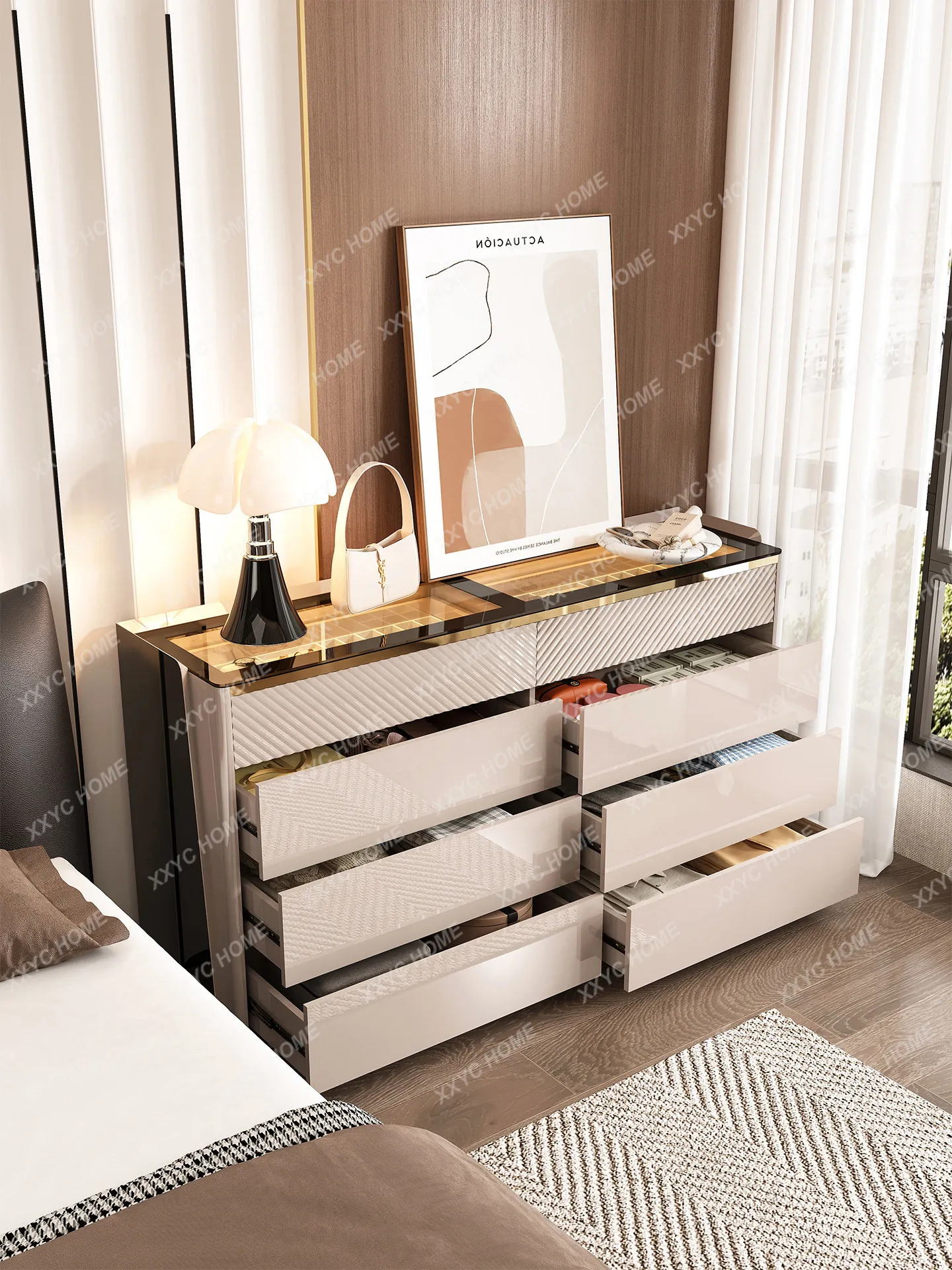 

Легкий роскошный туалетный столик высокого класса, встроенный прикроватный шкаф для спальни, ювелирных изделий, настенный шкаф для хранения в гардеробе