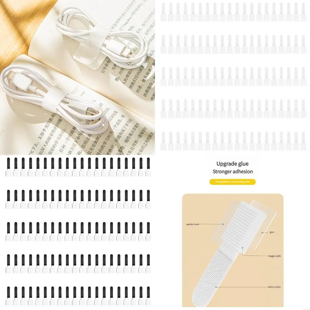 

100Pcs Adhesive Cable Clip Cable Management Protector for Office Home Workshop L43B