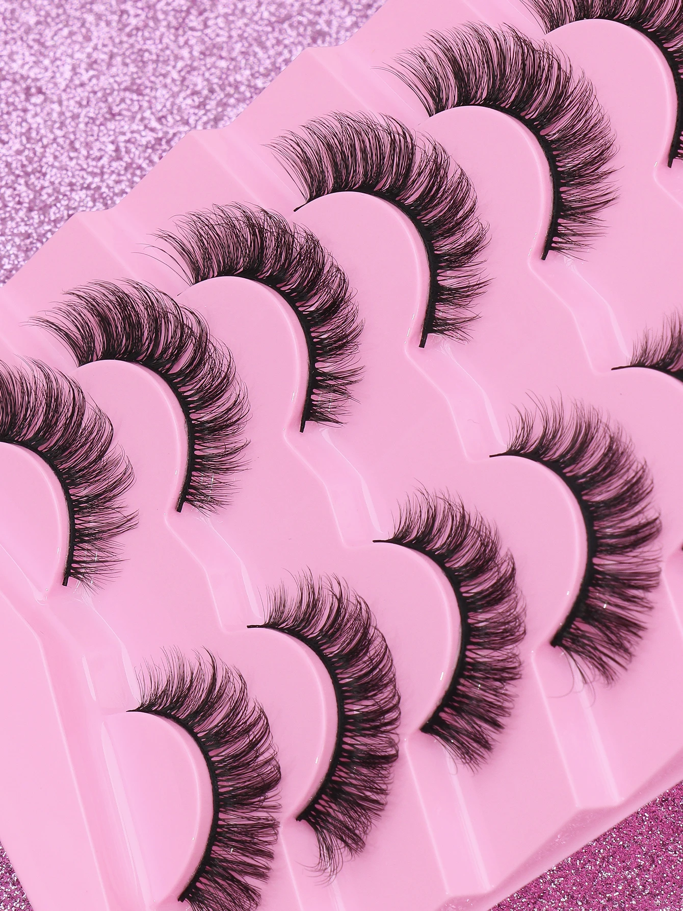 눈을 자연스럽게 강화하는 길고 두꺼운 속눈썹 연장 7쌍; 인조 속눈썹 전체 세트