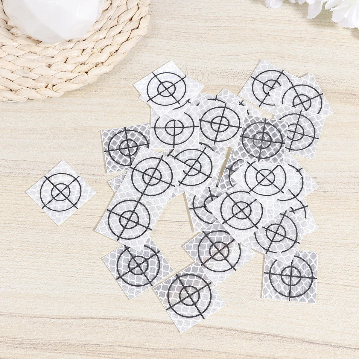 

30Pcs Reflector Sheet Engineer Strong Adhesive Reflective Film for Tunnel Survey Electronic Total Station Reflector White