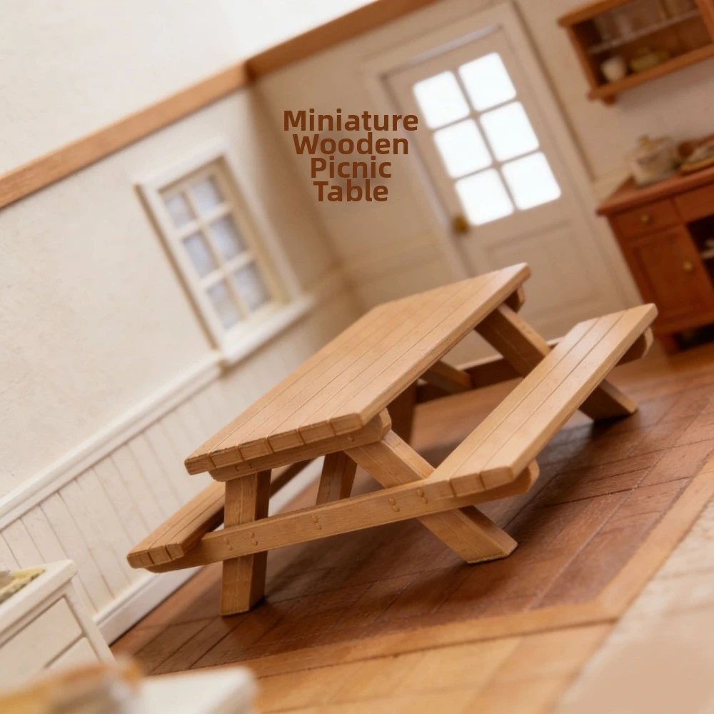 1:12 Vintage Miniature Mini Furniture Multifunction 3Styles Dollhouse Wood Table Outdoor Table Model Toy