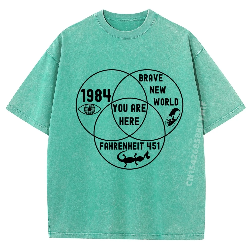 

Funny You Are Here Dystopian Venn Diagram English Teacher Graphic Tees Mans Tshirt Streetwear Washed Clothes