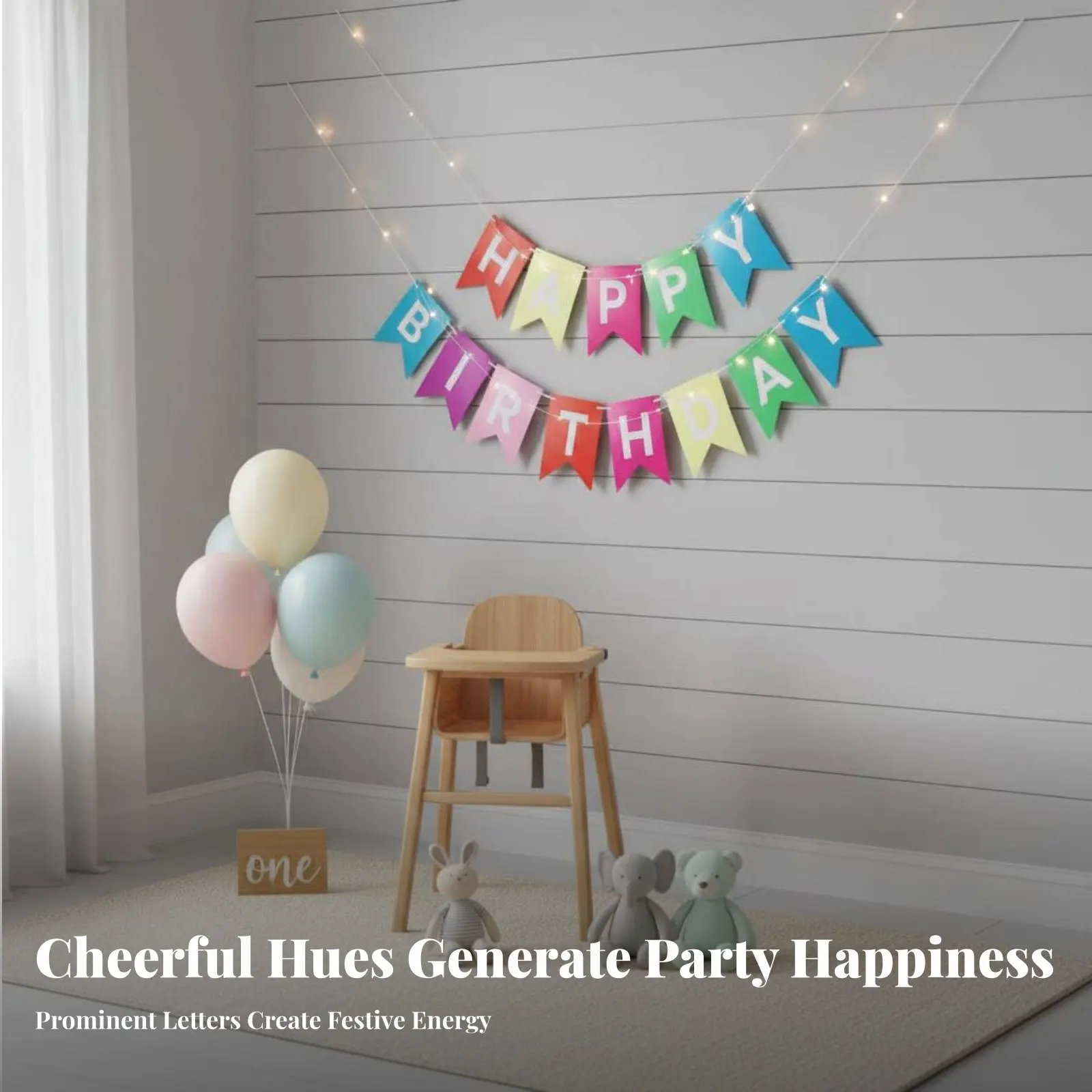 Light-Emitting Birthday Banner Battery Operated Illuminated Birthday Bunting Sturdy Crown Design for Children, Family Members