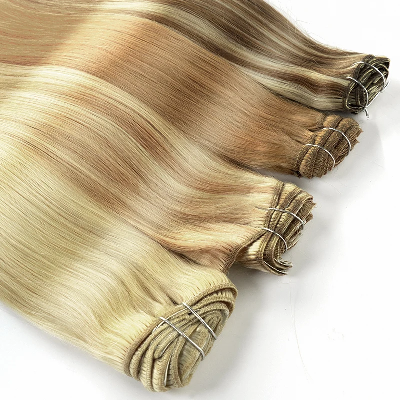 Shinehair Braiding Human Hair Bulk Clip In Hair Extensions #613 Blonde Color Clip In Hairpiece Real Clip Virgin Hair Straight