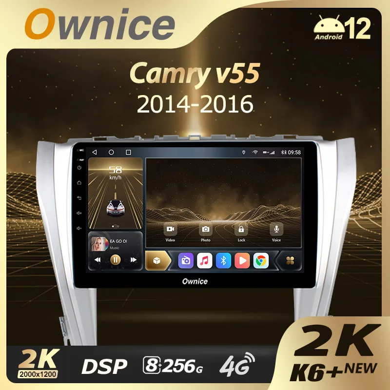 Ownice K6+ 2K For Toyota Camry 7 XV 50 55 2014 - 2017 Car Radio Navigation Video Stereo Multimedia Player GPS Android 12 No 2din