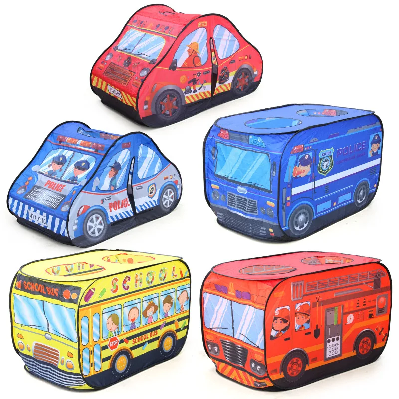 Children's Foldable Play Tent Firefighter Policemen Game House Pretend Play Fire Truck Kids Pretend Play House Birthday Gifts