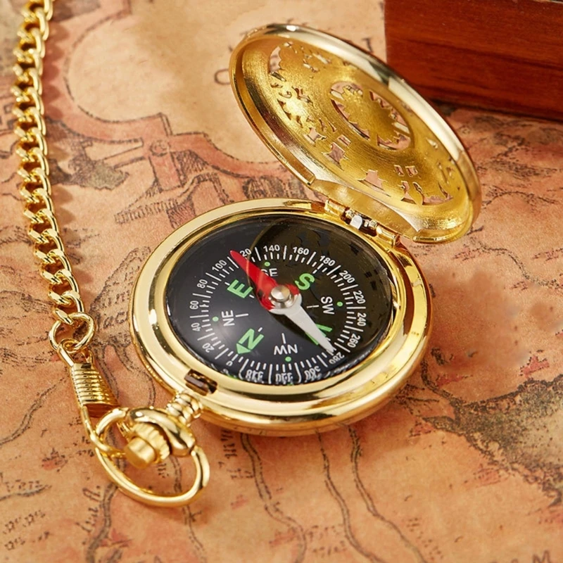 Pocket Watch Flip Compass Portable Hiking Navigation Compass Navigation Survival Compass Keychain Pocket Watch Compass