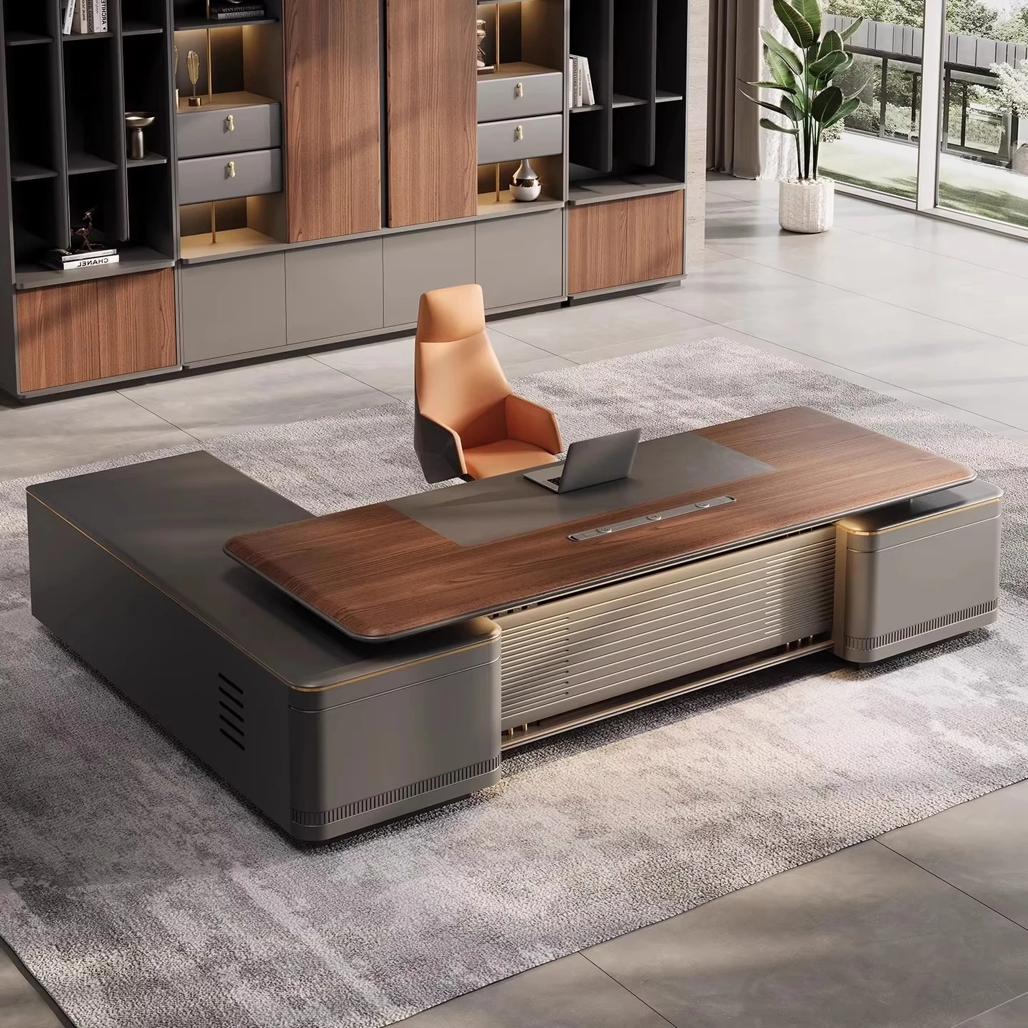 Luxury Office Furniture Modern Design l Shape Ceo Office Table and Chair Set Modern Minimalist Executive Office Desk Italian