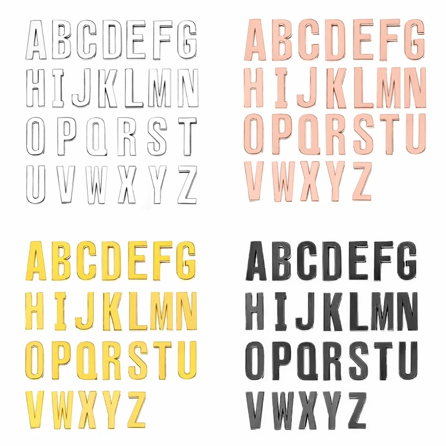 13pc/lot Hole 18mm Golden Slide Letter English Alphabet silver color slide charm Fit For Wristband Bracelet Jewelry Making