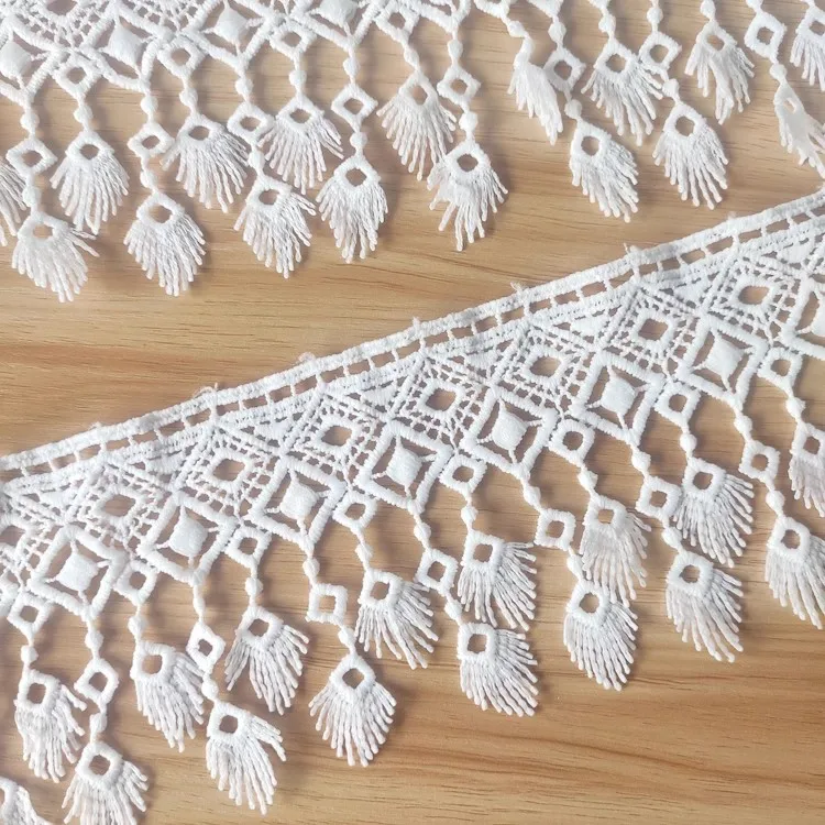 

5yard Milk silk tassel hollow out lace fabric DIY handmade bags, curtains, skirts, clothing accessories lace ribbon